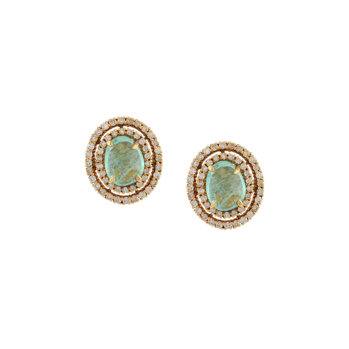 Luxurious Emerald and Diamond Studs - Krishna Jewellers Pearls and Gems