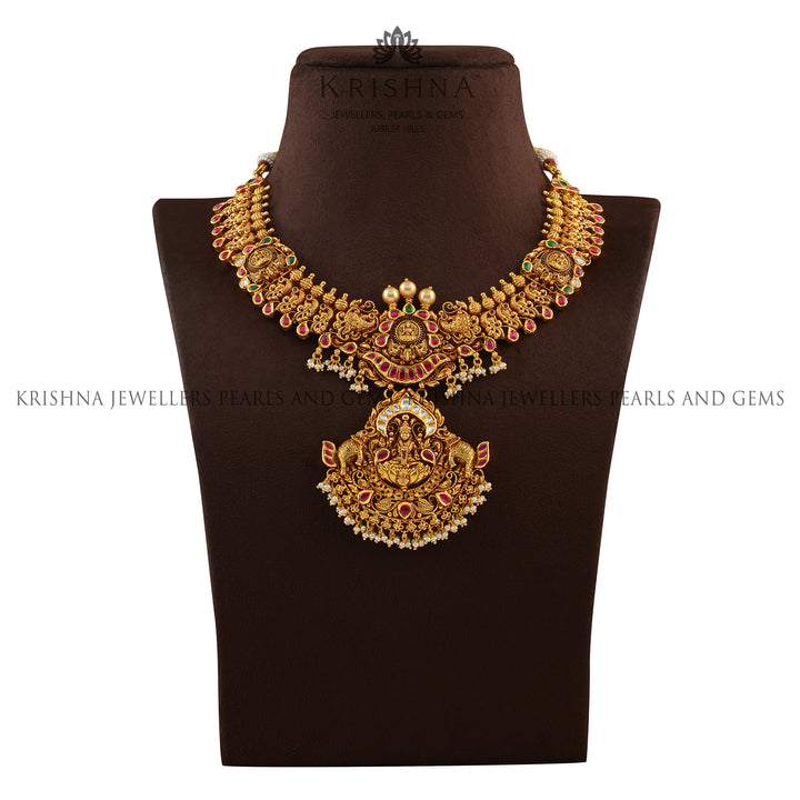 Dainty Short Gold Necklace - Krishna Jewellers Pearls and Gems