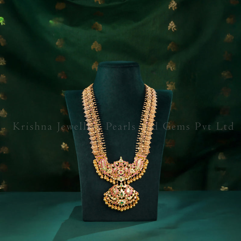 Traditional 22K Kundan Bridal Kasu Haram