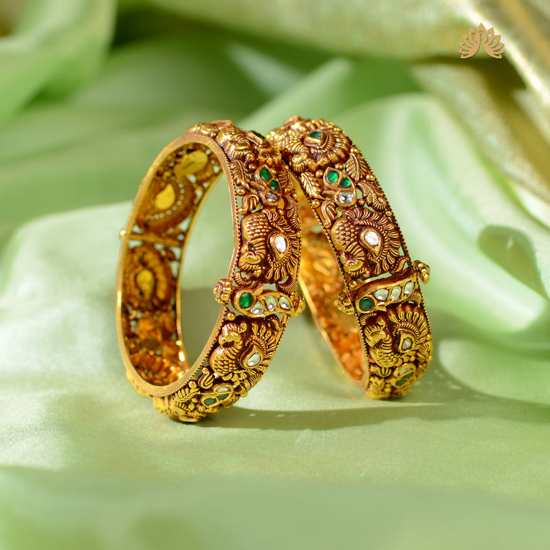 22K Gold Antique Finish Bangles