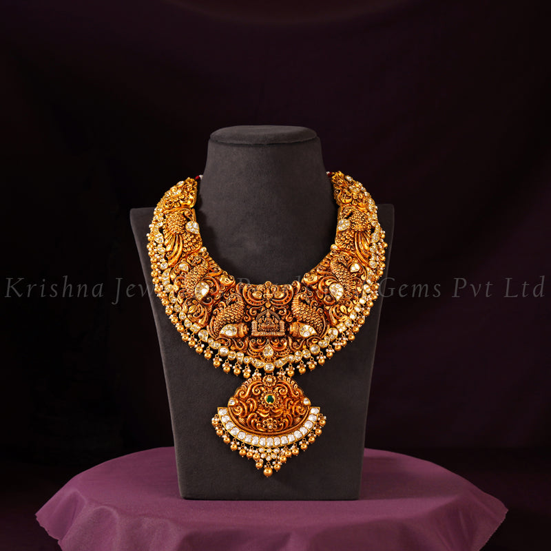 22K Traditional Deep Nakshi Necklace
