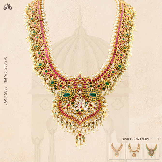 Timeless Elegance: 22K Kundan Necklace with Floral Motifs