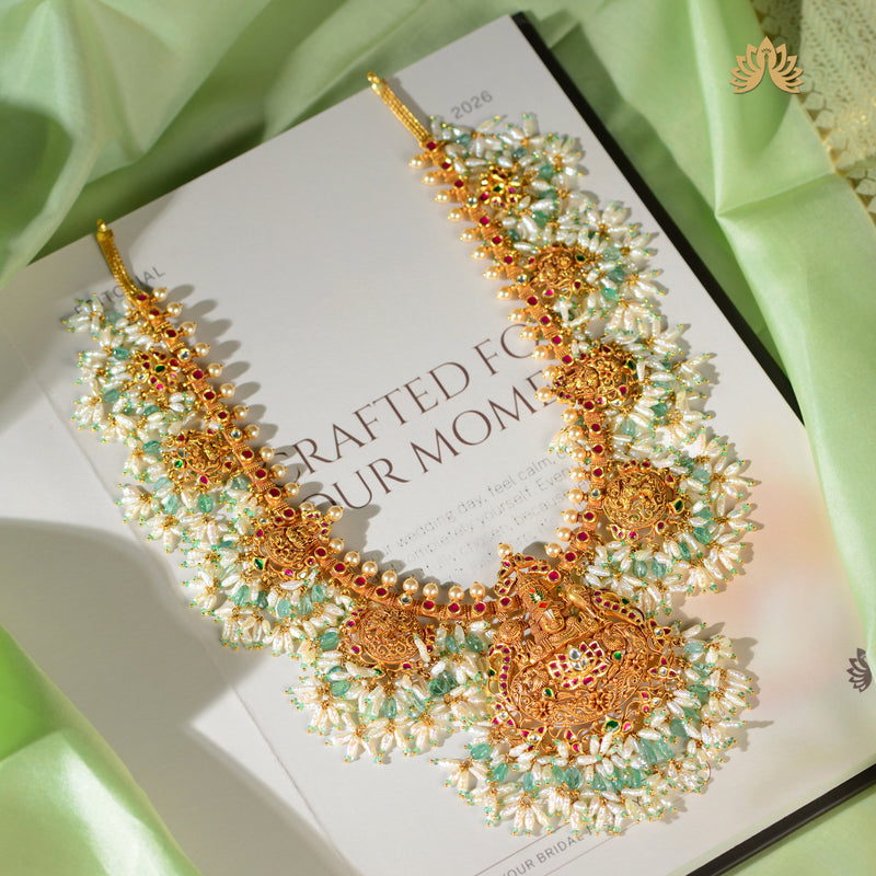 22K Gold Traditional Guttapusalu Necklace for Bridal Wear