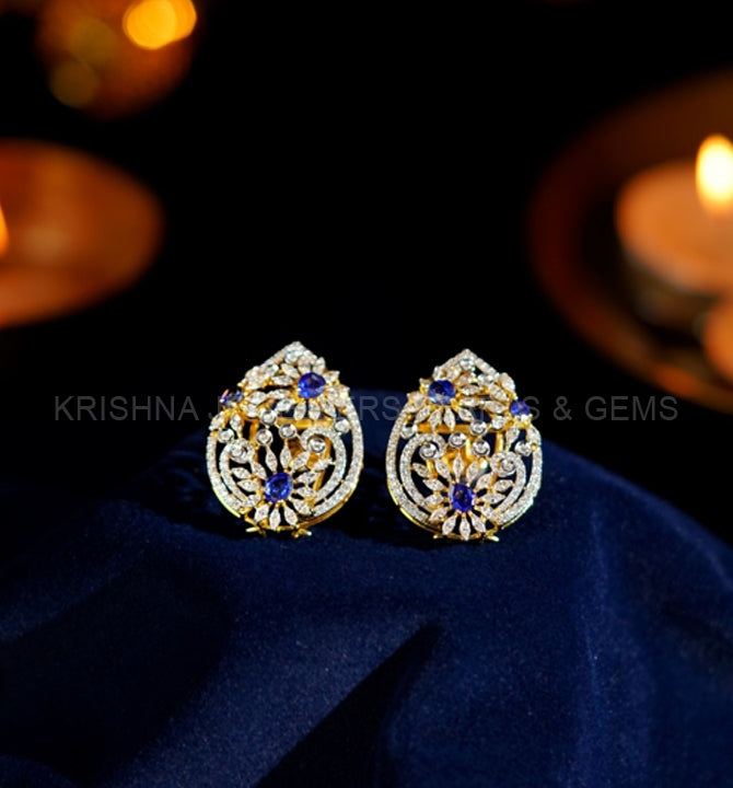 Flower Motif Diamond Earrings