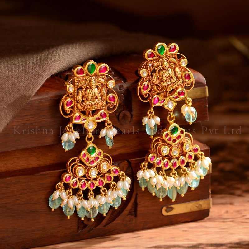 22K Gold Lakshmi Inspired Earrings