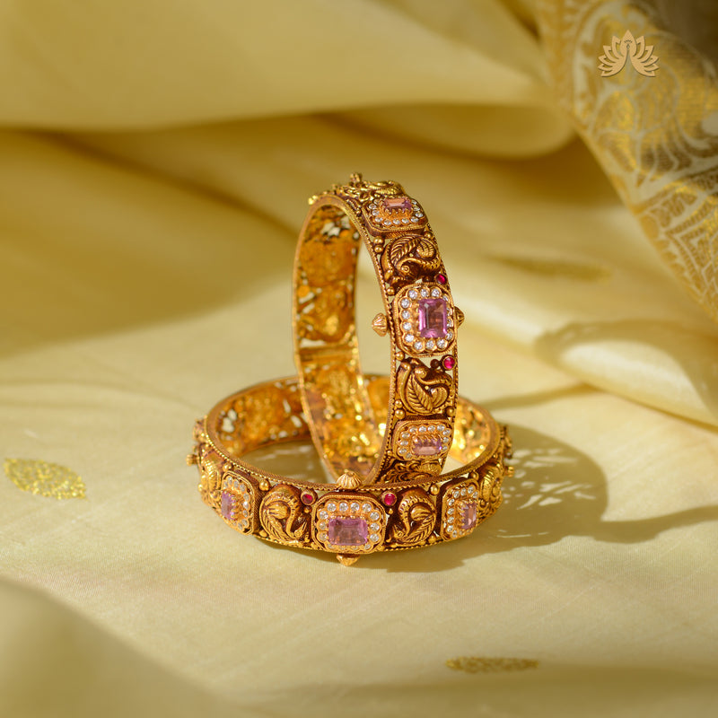 22K Gold Peacock Design Bangles