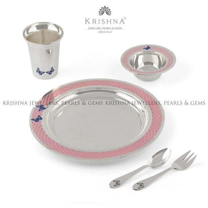Pure Silver Dinner Set for Baby Girl - Krishna Jewellers Pearls and Gems