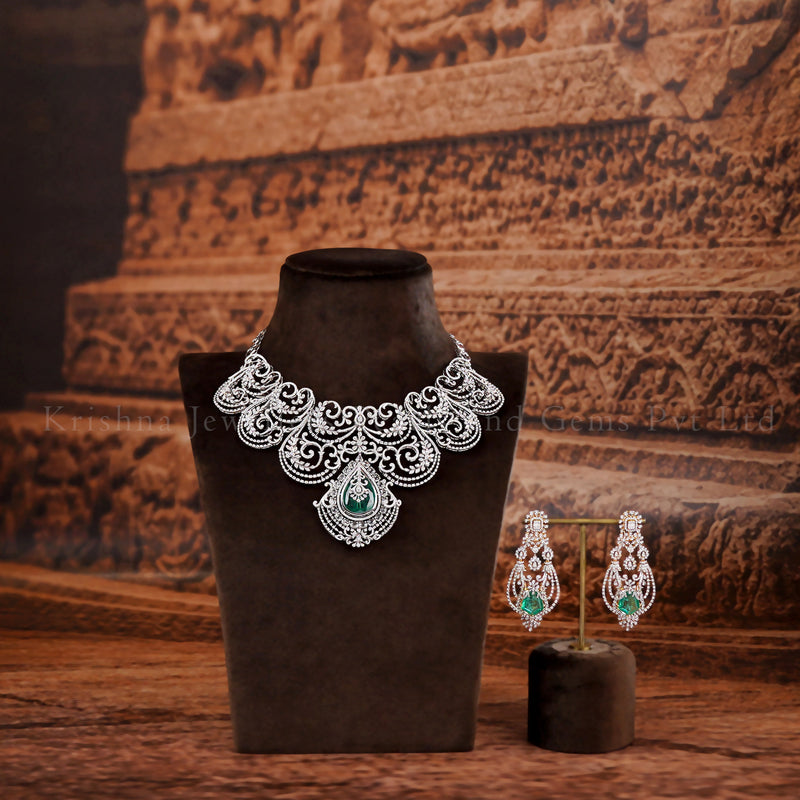 18K Diamond Choker Set with White Sapphire