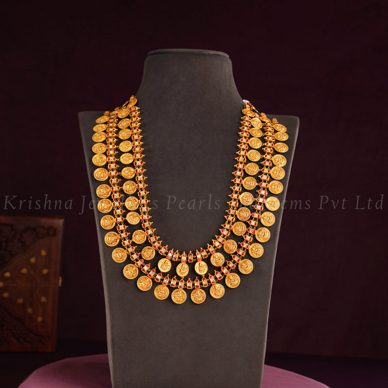 22K Nakshi Kundan layered Kasu Haram