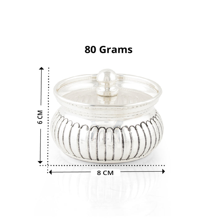 92.5 Pure Silver Lidded Pooja Pot / Prasadam Container
