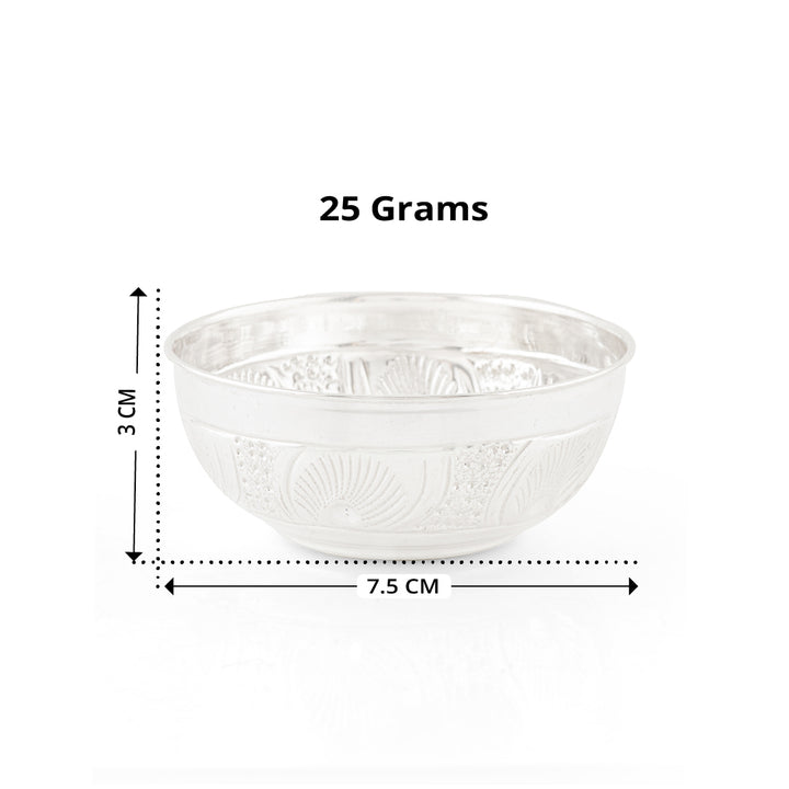 92.5 Pure Silver Designed Bowl