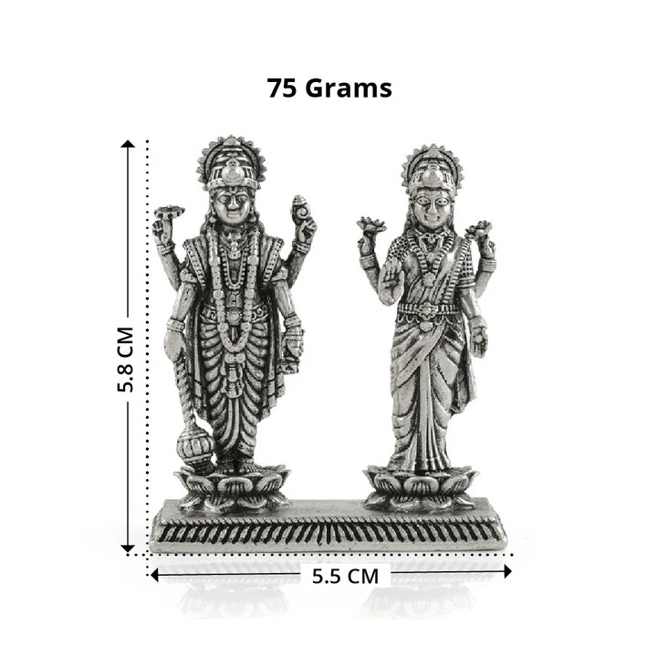 Vishnu Lakshmi Idol In Silver