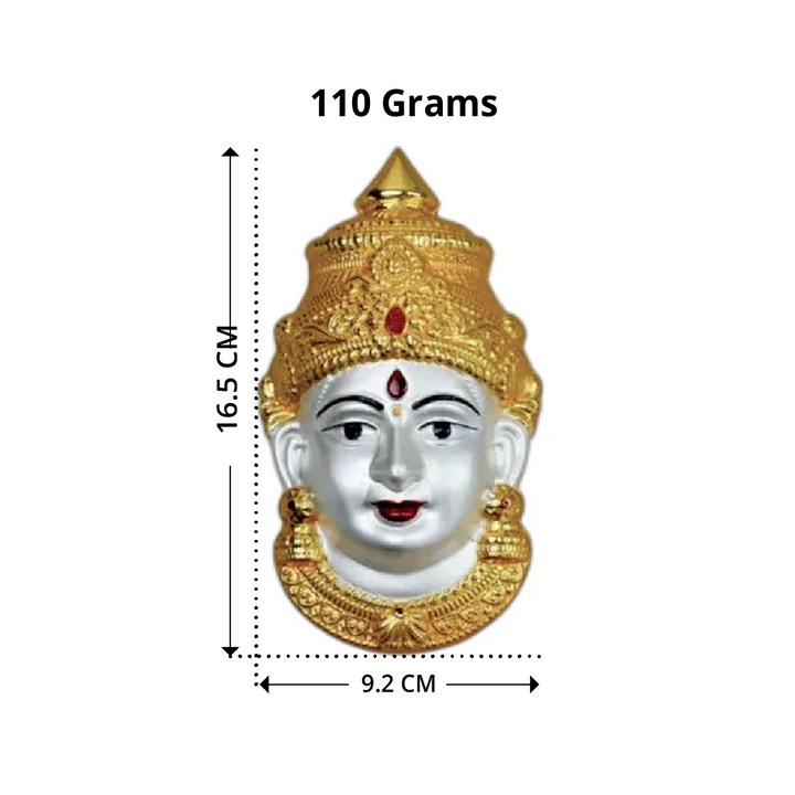 Silver Durga Face - Wall Hanging, Hindu Deity