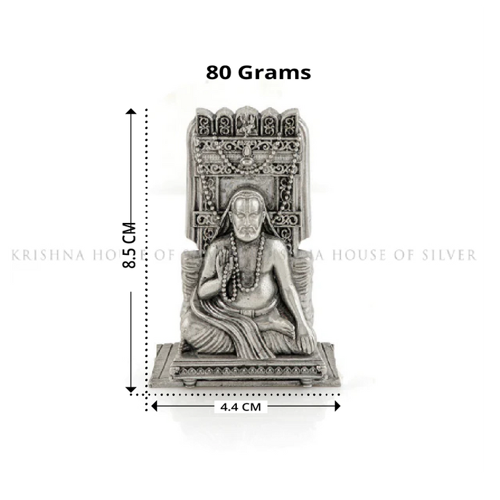 Radiant Silver Idol of Saint Raghavendra Swami