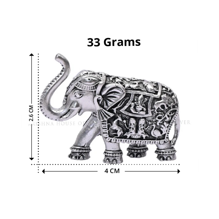 Antique Finish Silver Elephant Idol