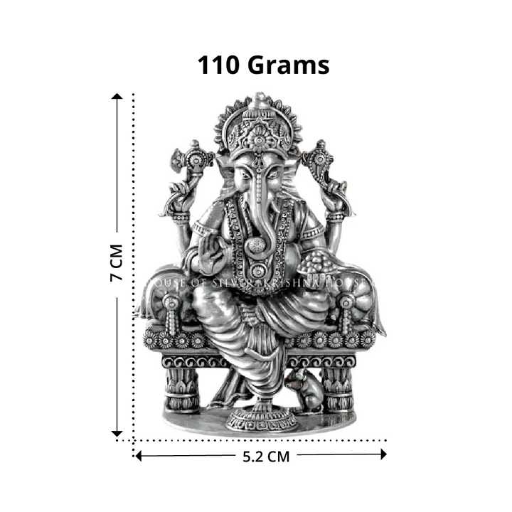 Sterling Silver Ganesh Idol for Home Temple 92.5