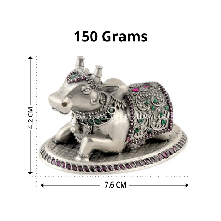 Antique 92.5 Silver Nandi Sculpture - Collectible