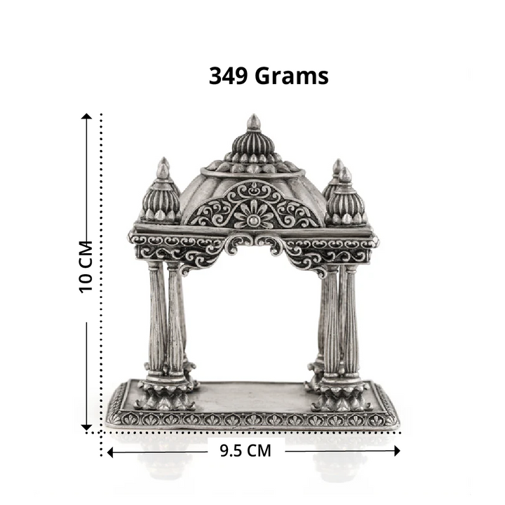 Antique Silver Mandir with Floral Design
