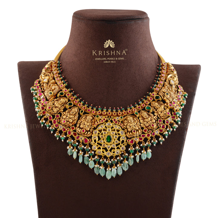 Goddess Lakshmi Gold Necklace - Krishna Jewellers Pearls and Gems