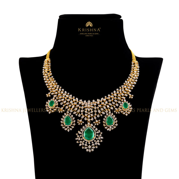 Regal Sparkling Diamond Necklace - Krishna Jewellers Pearls and Gems