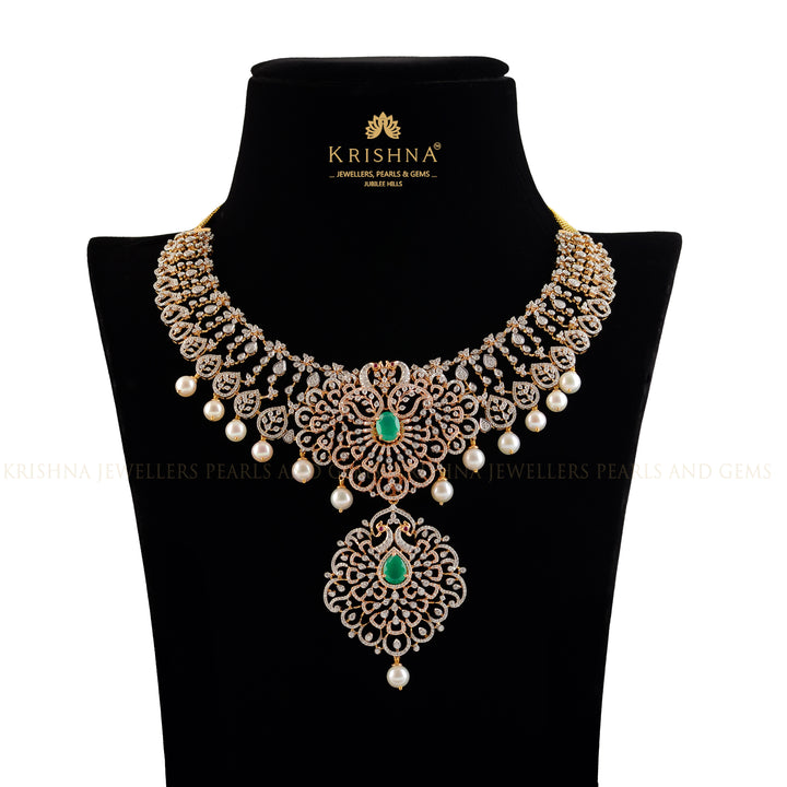 Luxy Diamond Necklace In Rose Gold - Krishna Jewellers Pearls and Gems