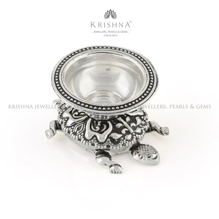 Divine Tortoise Silver Diya - Krishna Jewellers Pearls and Gems