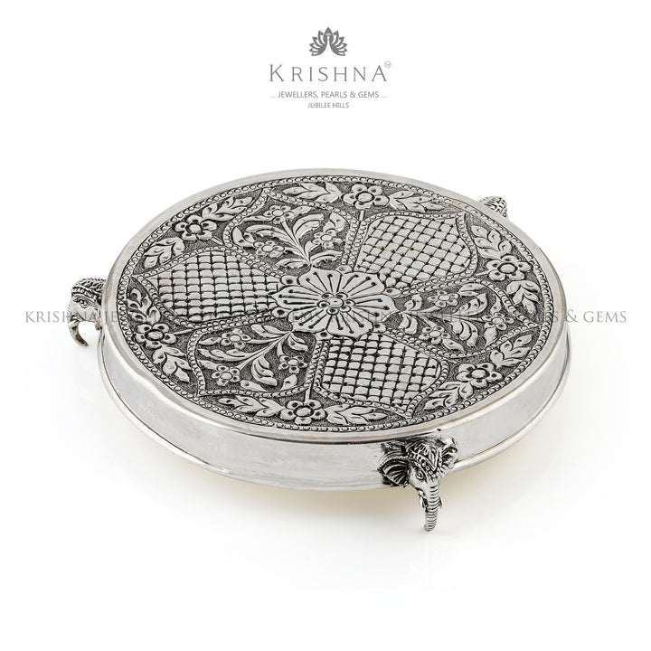 Divine Silver Pooja Table - Krishna Jewellers Pearls and Gems