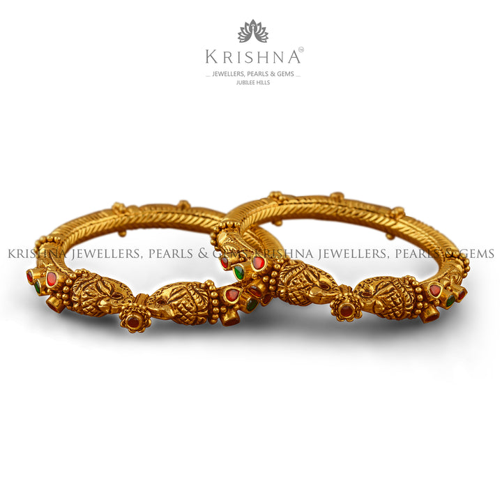 Traditional Gold Kada Bangles - Krishna Jewellers Pearls and Gems