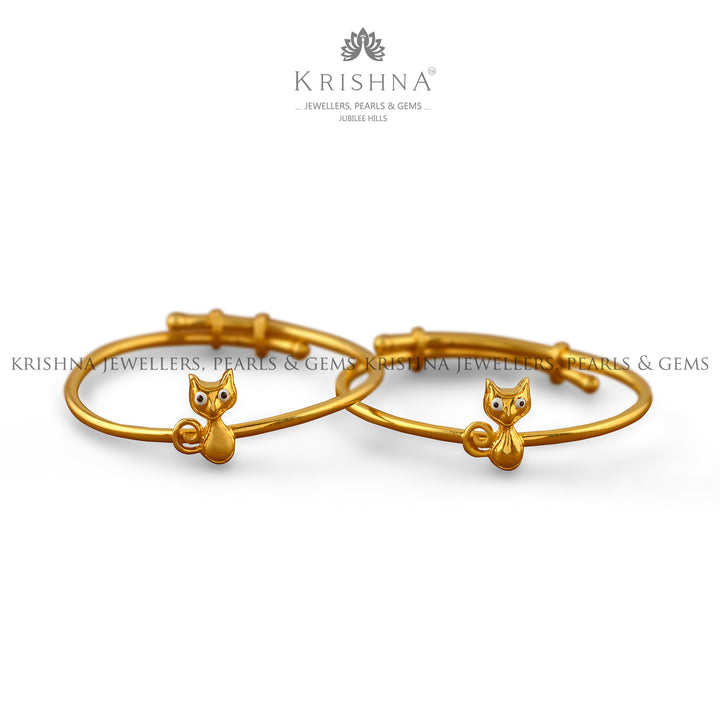Gold Bangles in Cat Motif - Krishna Jewellers Pearls and Gems