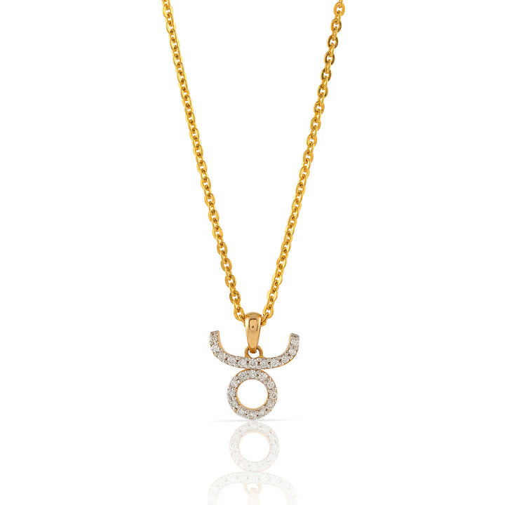 Gold Chain-Tauras Zodiac Diamond Pendant - Krishna Jewellers Pearls and Gems