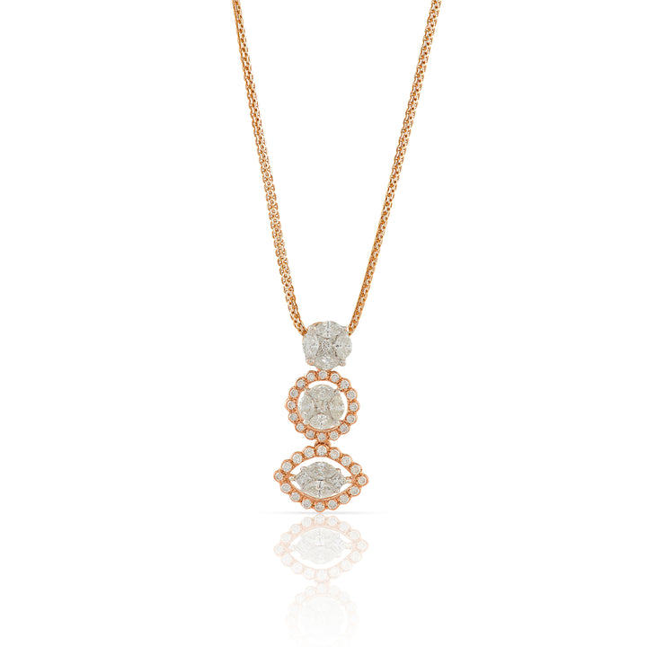 Rose Gold Chain Evil Eye Diamond Pendant - Krishna Jewellers Pearls and Gems