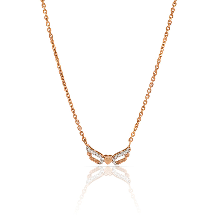 Gold Heart Wings Diamond Pendant - Krishna Jewellers Pearls and Gems