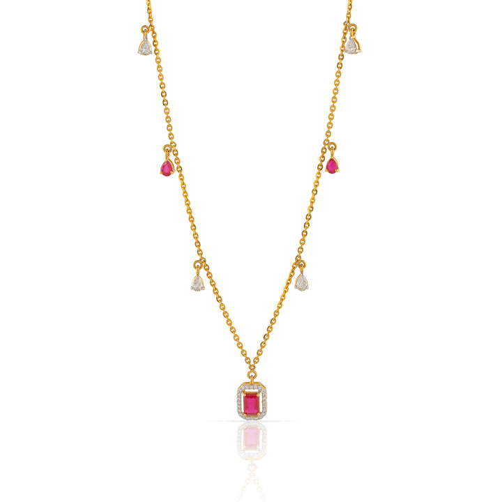 Gold Multicharm Diamond Pendant Necklace - Krishna Jewellers Pearls and Gems