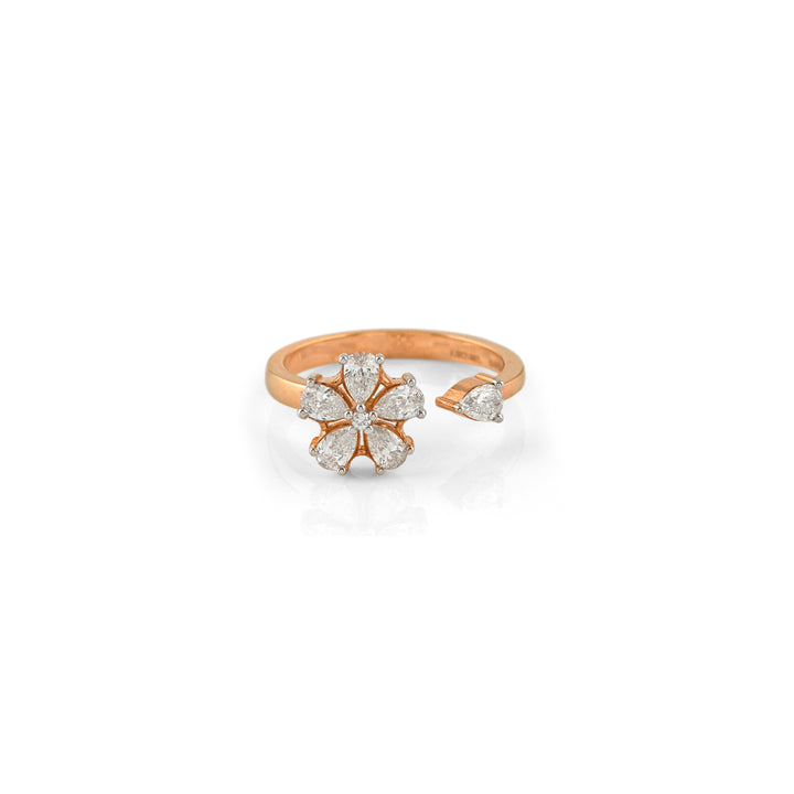 Sparking Flower Diamond Ring in Rose Gold - Krishna Jewellers Pearls and Gems