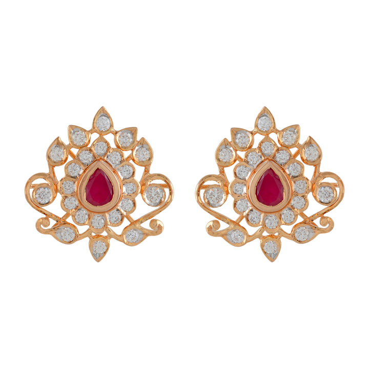 Flowery Diamond Studs Earrings - Krishna Jewellers Pearls and Gems