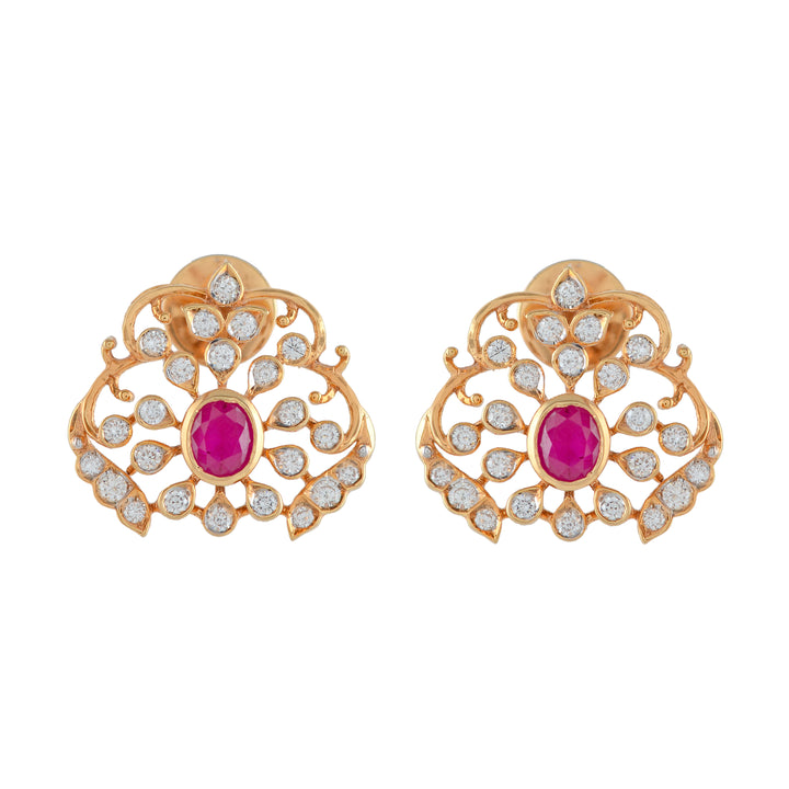 Regal Floral Diamond Studs - Krishna Jewellers Pearls and Gems