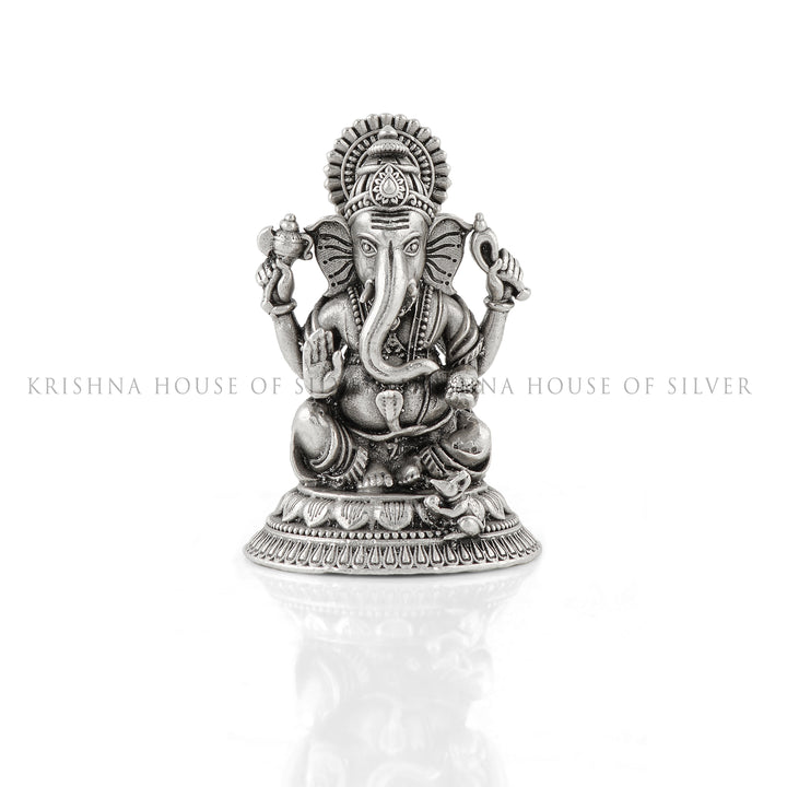 Silver Ganesh Idol in Antique Finish