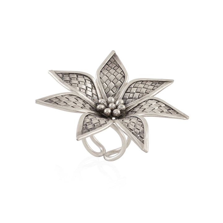 Flower-Themed Silver Tissue Holder