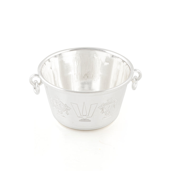 Silver Prasadam Bowl / Gangalam with Shanku, Chakra, Nama