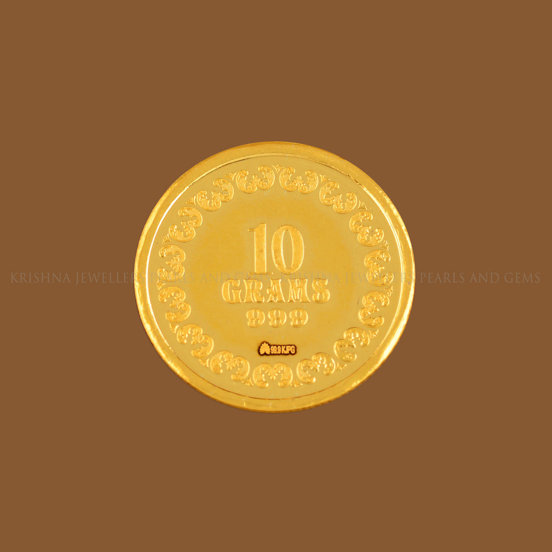 10 Grams Gold Coin 24k with Lakshmi Motif - Krishna Jewellers Pearls and Gems