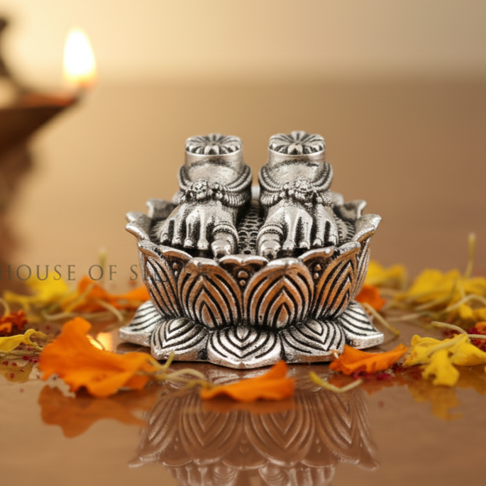 92.5 Silver Lakshmi Charan (Lotus Base)