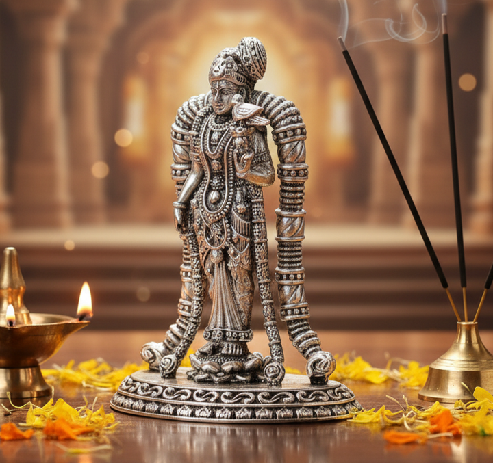 Antique Finish Silver Andalama Idol - Traditional Design