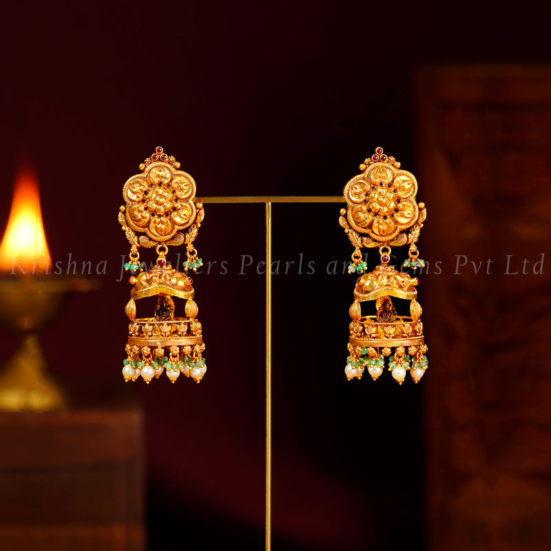 22K Gold Traditional Jhumka Earrings