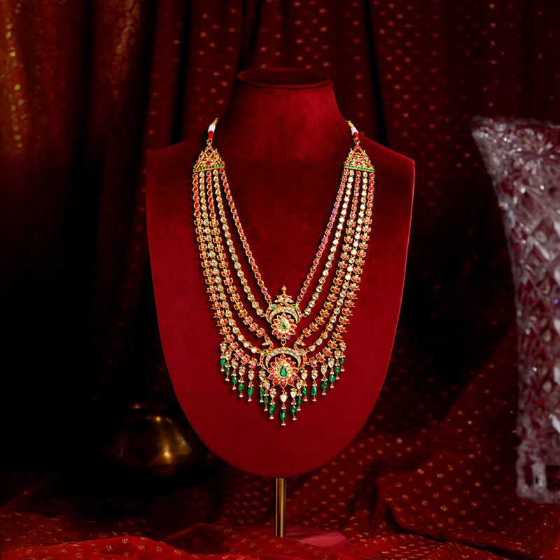 22K Polki Kundan Bridal Necklace Ruby Pota Crafted