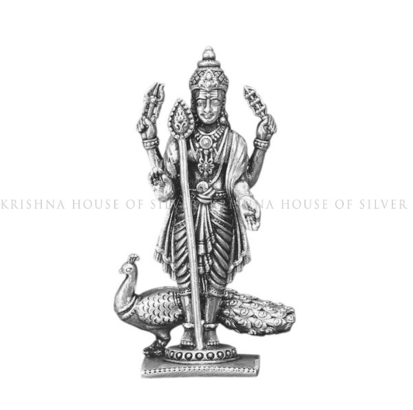 Silver Murugan Idol in Antique Finish