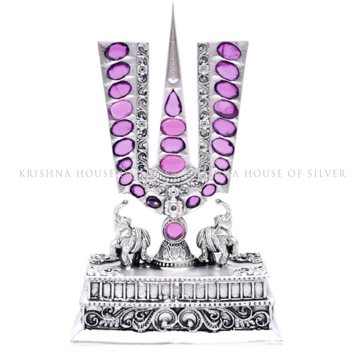 Silver Namam with Purple Stone Embellishments & Elephant Details