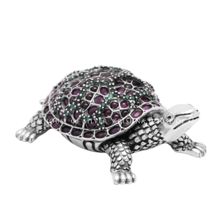 Stone-Embedded 92.5 Silver Tortoise