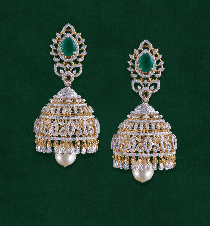 Diamond Jhumka Style Earrings