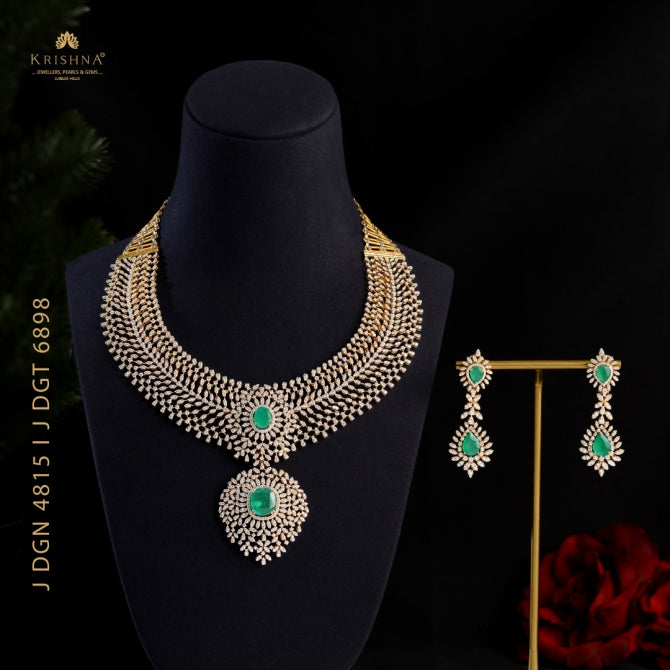 Regal Bridal Diamond Necklace Set