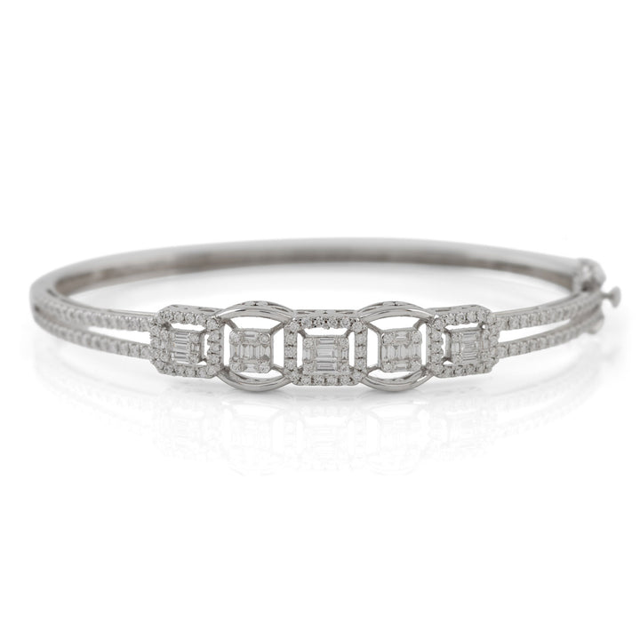 Square-Cut Diamond  White Gold Bracelet - Krishna Jewellers Pearls and Gems